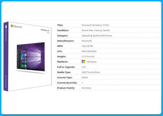 Het Kleinhandelspak Microsoft Windows 10 van USB Prosoftwareoem Sleutel/Activering de met 64 bits van COA/van de Vergunning online