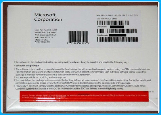 Win10 Pro Multi met 64 bits - OEM van Taalversiehk het Originele windows10 Microsoft gebruik van het activerings online Leven
