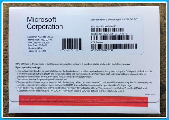 Microsoft Windows 10 Huishuiskw9-00140 DVD echt oem pak met 32 bits en met 64 bits/win10-