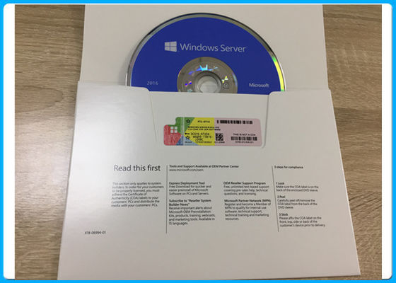 Microsoft Windows-Softwareserver 2016 standard DVD met 64 bits met het Pak van 5 Gebruikerscals en 16 kernenoem